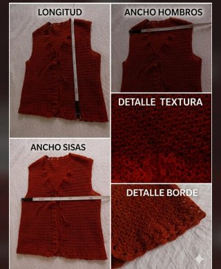 Chaleco crochet lana merino artesanal M/L
