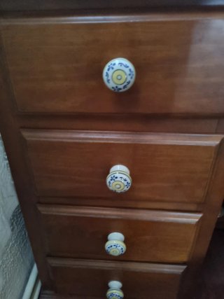 2 Mesitas de noche madera pino y mármol