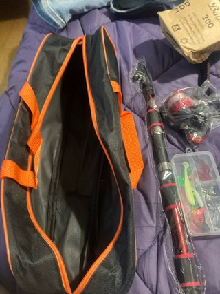 Caña de pescar 1.8m con carrete y accesorios
