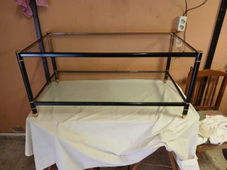 Mesa de salón cristal y metal negra