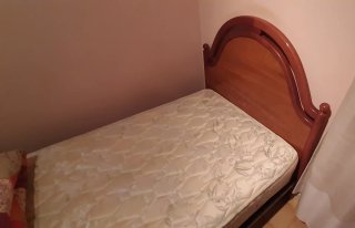 Cama individual madera 90 cm, con somier y colchón