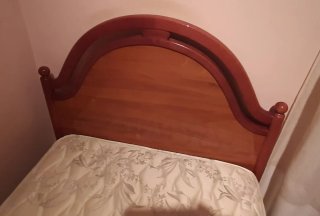 Cama individual madera 90 cm, con somier y colchón