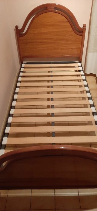 Cama individual madera 90 cm, con somier y colchón