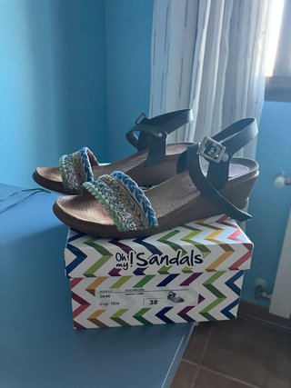 Sandalias de mujer con tiras trenzadas, con cuña