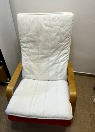 Sillón Ikea Rojo Tela y Madera