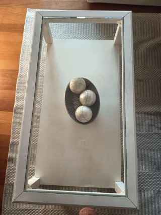 Mesa de centro de cristal y madera