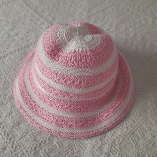 Sombrero crochet niña verano rosa y blanco