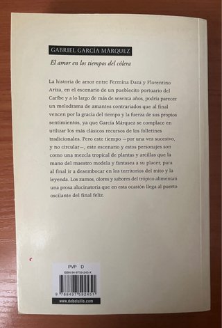 Libro “El amor en los tiempos del cólera”