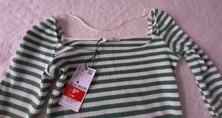 Vestido de punto rayas verde y blanco