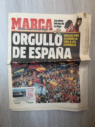 Periódico de cuando España gano el mundial de 2010