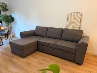 Sofá Cama Chaiselongue con canapé - Gris 3 Plazas