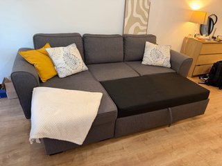 Sofá Cama Chaiselongue con canapé - Gris 3 Plazas