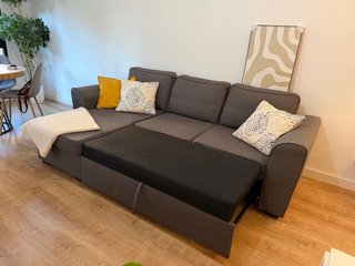 Sofá Cama Chaiselongue con canapé - Gris 3 Plazas