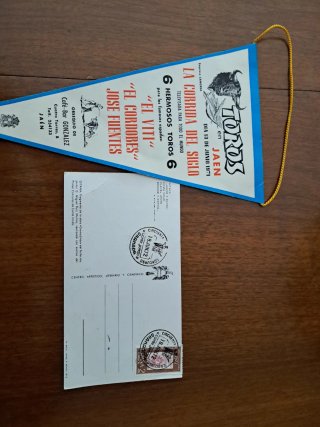 Banderín Corrida del Siglo y Postal Cante Jondo
