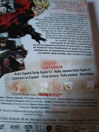 Trigun: Badlands Rumble DVD sin abrir
