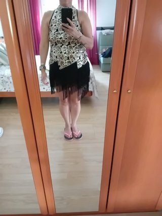 Vestido lentejuelas dorado y negro Talla M