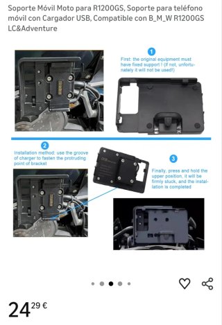 Soporte Móvil Moto BMW R1200GS USB