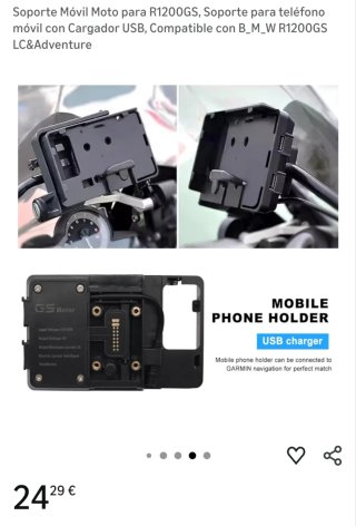 Soporte Móvil Moto BMW R1200GS USB
