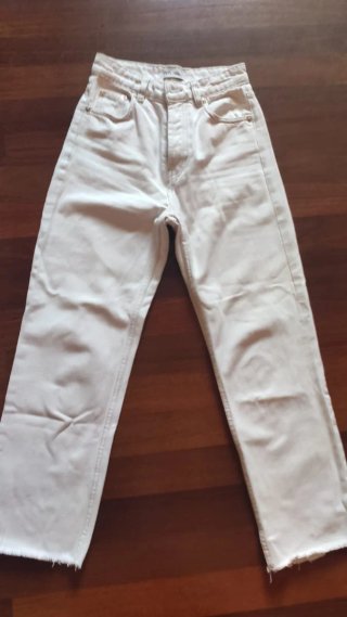 Pantalón Zara Blanco Mujer T.34