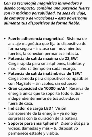 PowerBank Bateria Externa Magnetico 10000mAh 22.5W