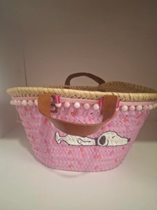 Bolso capazo mimbre playa Snoopy