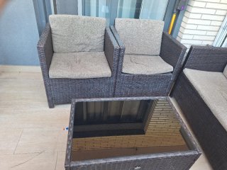 Conjunto Muebles Jardín Ratán y Cristal