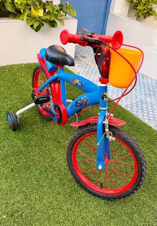Bicicleta infantil Spiderman 14" (Toim) + Extras