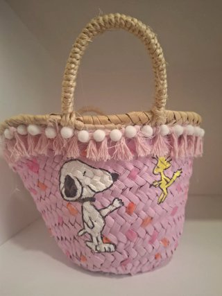 Capazo mimbre playa Snoopy y Woodstock