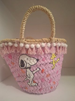 Capazo mimbre playa Snoopy y Woodstock
