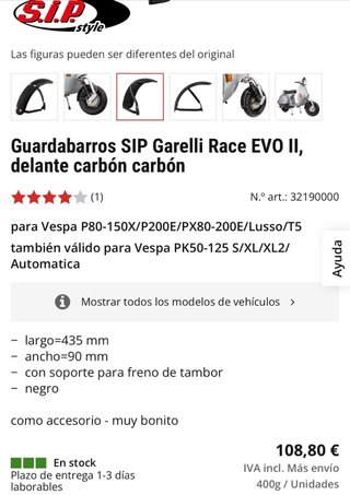 Guardabarros Garelli Vespa