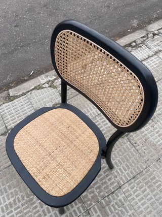 Pack 4 Sillas Madera con Asiento Mimbre