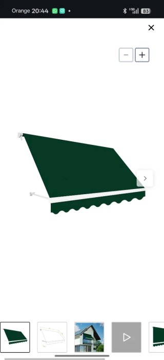 Toldo retráctil exterior verde.