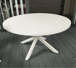 Mesa redonda blanca aluminio para terraza