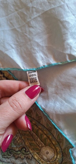 Bufanda Seda Nina Ricci Flores Verde Azul Amarillo