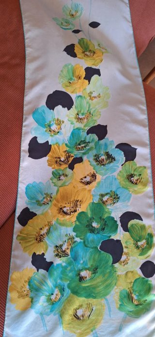 Bufanda Seda Nina Ricci Flores Verde Azul Amarillo