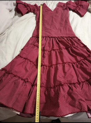 Traje Flamenca Gitana Feria Rojo Lunares