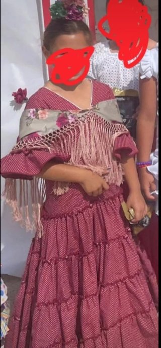 Traje Flamenca Gitana Feria Rojo Lunares