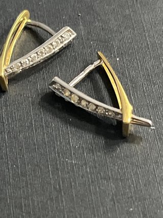 Pendientes Oro 18kl Dos Tonos Diamantes