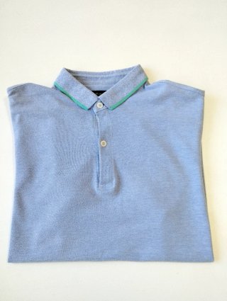 Polo Massimo Dutti azul con cuello verde