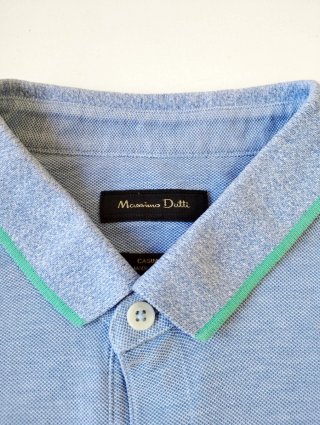 Polo Massimo Dutti azul con cuello verde
