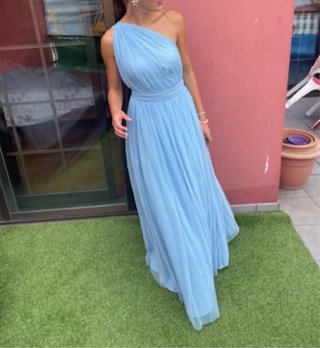 Vestido largo tul azul