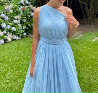 Vestido largo tul azul