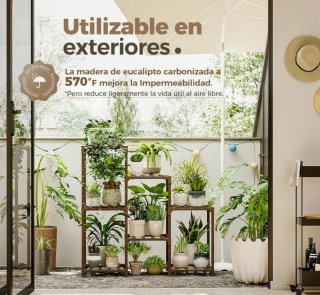 Estantería para plantas de madera eucalipto