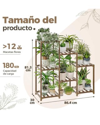 Estantería para plantas de madera eucalipto