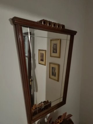 Mueble recibidor madera y cristal