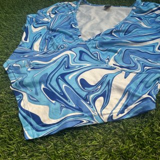 Top Shein escotado azul y blanco Talla M
