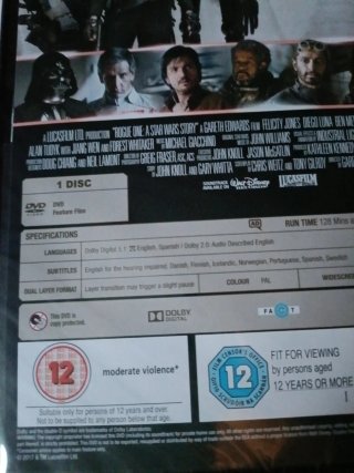 Star Wars Rogue One DVD sin abrir