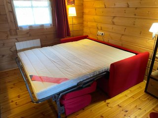 Sofá Cama rojo, sistema Italiano, Colchón 160 cm