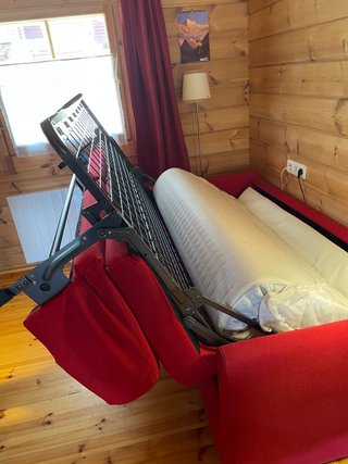 Sofá Cama rojo, sistema Italiano, Colchón 160 cm