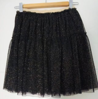 Falda tul niña negra con brillos dorados